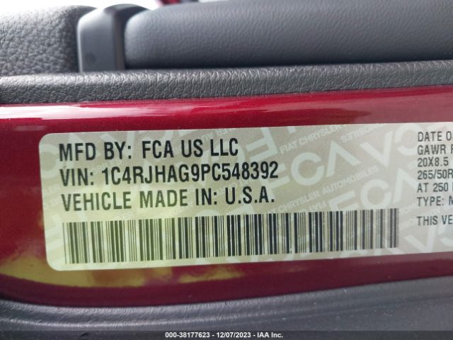 Photo 8 VIN: 1C4RJHAG9PC548392 - JEEP GRAND CHEROKEE 