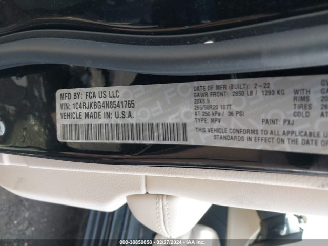 Photo 8 VIN: 1C4RJKBG4N8541765 - JEEP GRAND CHEROKEE L 