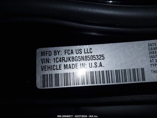 Photo 8 VIN: 1C4RJKBG5N8505325 - JEEP GRAND CHEROKEE L 