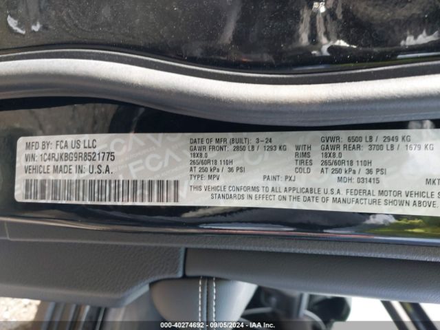 Photo 8 VIN: 1C4RJKBG9R8521775 - JEEP GRAND CHEROKEE L 