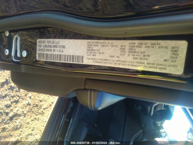 Photo 8 VIN: 1C4RJKBGXM8112385 - JEEP GRAND CHEROKEE L 