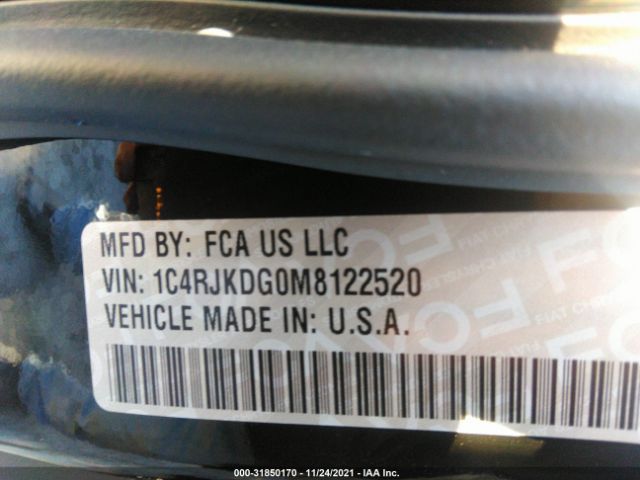 Photo 8 VIN: 1C4RJKDG0M8122520 - JEEP GRAND CHEROKEE L 