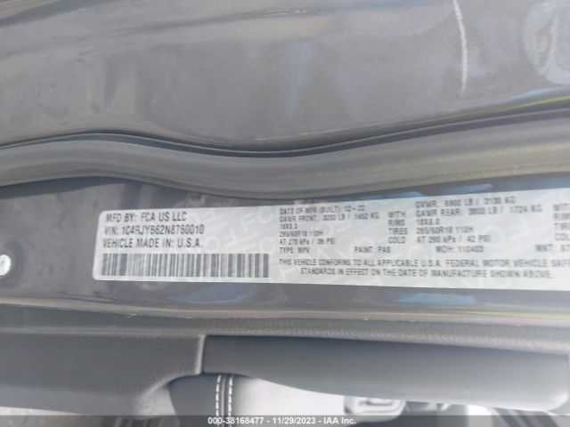 Photo 8 VIN: 1C4RJYB62N8760010 - JEEP GRAND CHEROKEE 4XE 