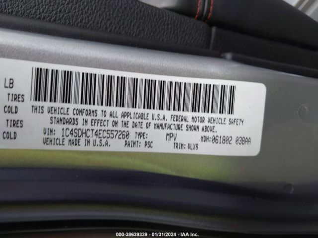 Photo 8 VIN: 1C4SDHCT4EC557260 - DODGE DURANGO 