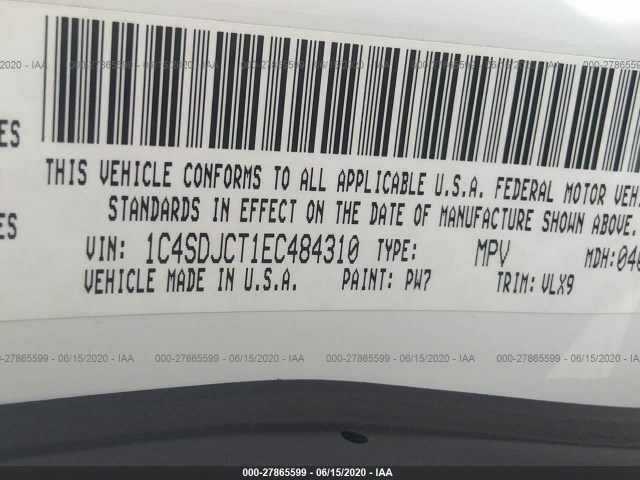 Photo 8 VIN: 1C4SDJCT1EC484310 - DODGE DURANGO 