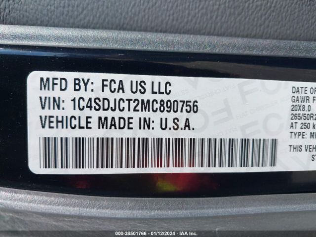 Photo 8 VIN: 1C4SDJCT2MC890756 - DODGE DURANGO 