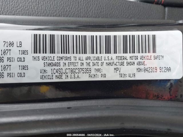 Photo 8 VIN: 1C4SDJCT8GC375359 - DODGE DURANGO 