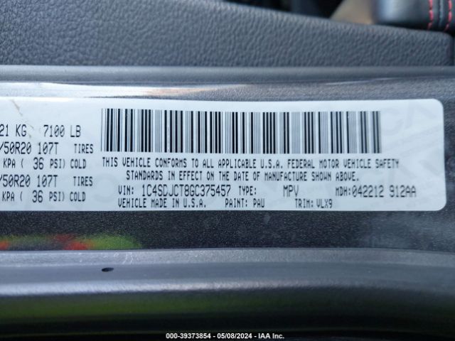 Photo 8 VIN: 1C4SDJCT8GC375457 - DODGE DURANGO 