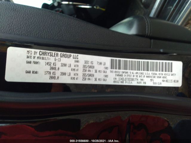 Photo 8 VIN: 1C4SDJDT2DC681774 - DODGE DURANGO 