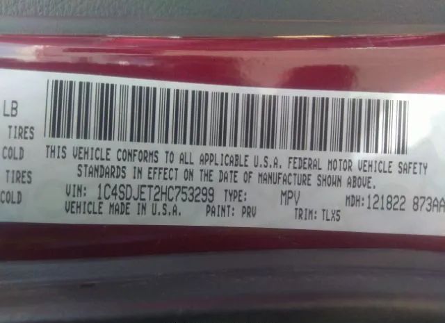 Photo 8 VIN: 1C4SDJET2HC753299 - DODGE DURANGO 