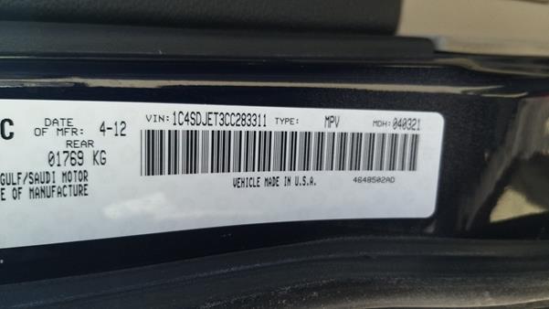 Photo 3 VIN: 1C4SDJET3CC283311 - DODGE DURANGO 