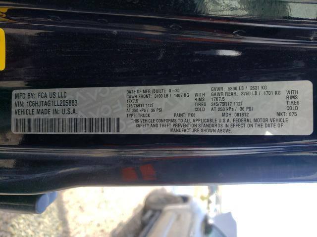 Photo 9 VIN: 1C6HJTAG1LL205883 - JEEP GLADIATOR 