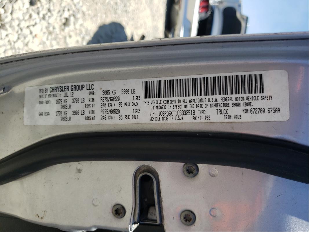 Photo 9 VIN: 1C6RD6KT1CS332518 - DODGE RAM 1500 S 