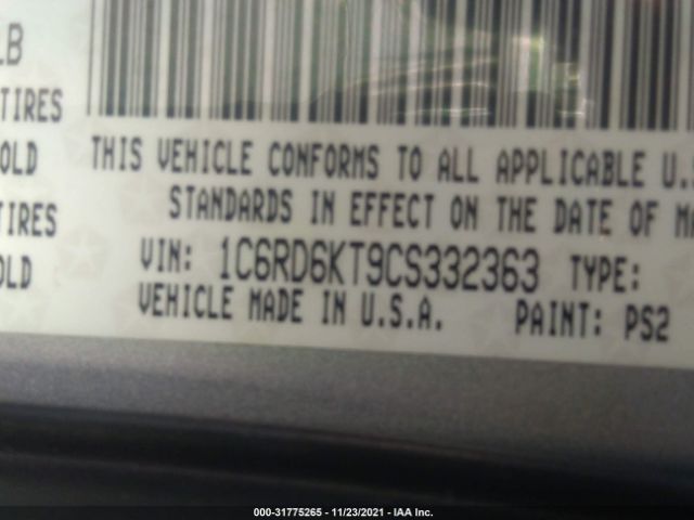 Photo 8 VIN: 1C6RD6KT9CS332363 - DODGE RAM 1500 