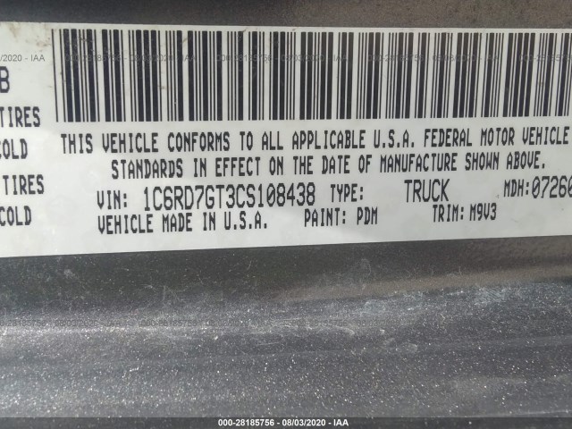 Photo 8 VIN: 1C6RD7GT3CS108438 - DODGE RAM 1500 