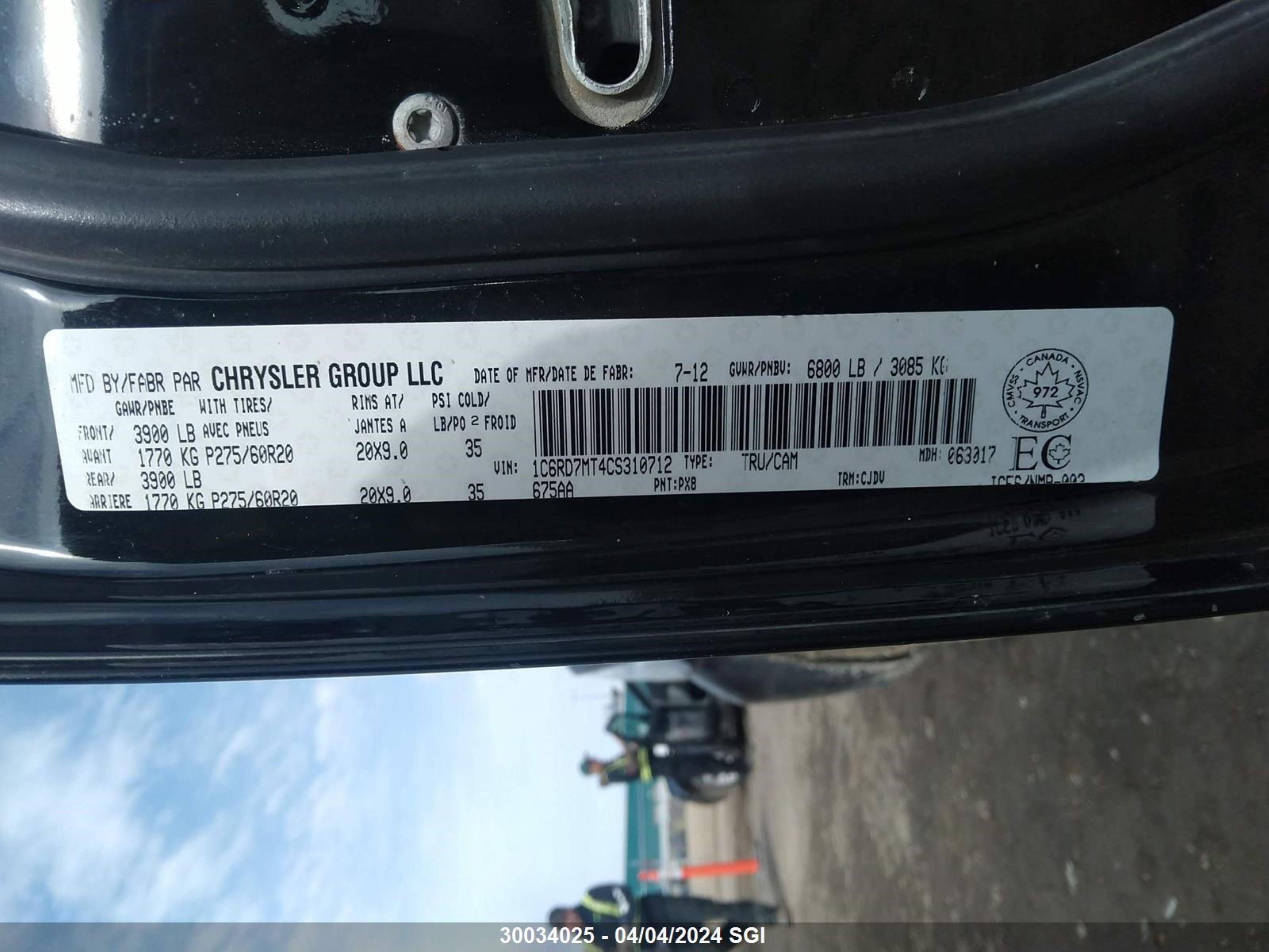 Photo 8 VIN: 1C6RD7MT4CS310712 - DODGE RAM 