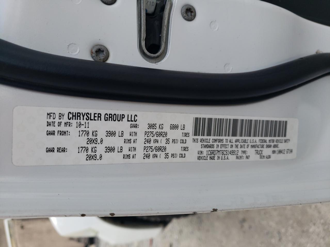 Photo 11 VIN: 1C6RD7MT6CS149912 - DODGE RAM 