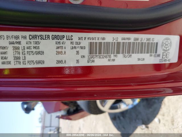 Photo 8 VIN: 1C6RD7MT8CS248795 - DODGE RAM 