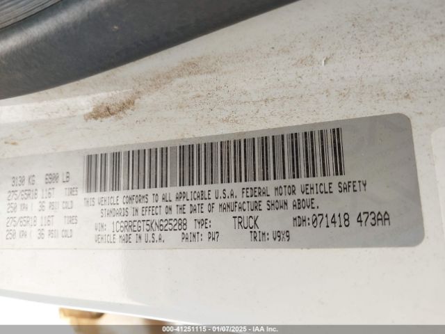Photo 8 VIN: 1C6RREGT5KN625288 - RAM 1500 
