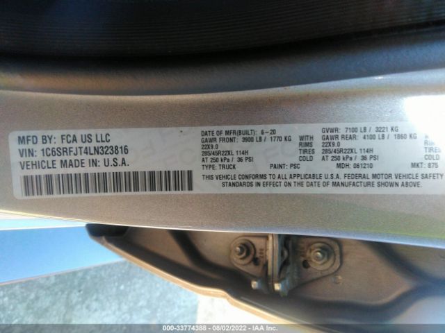 Photo 8 VIN: 1C6SRFJT4LN323816 - DODGE RAM 1500 