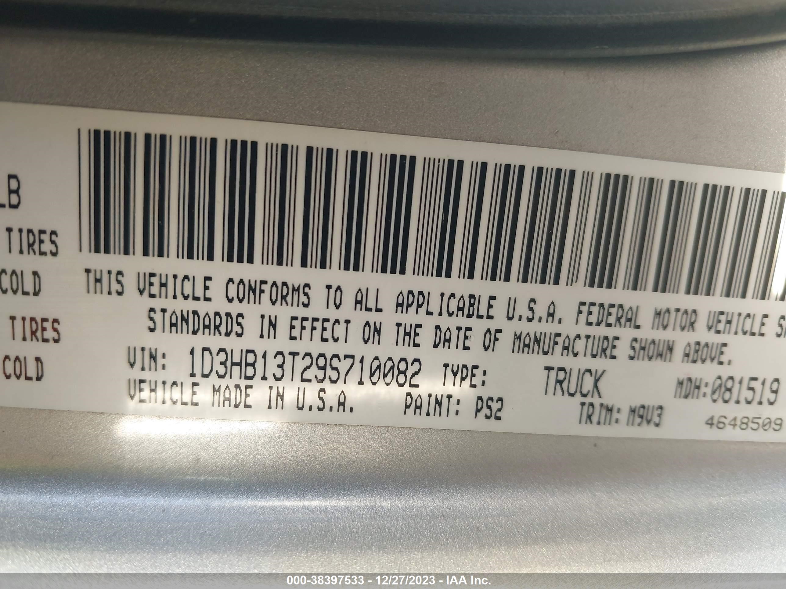 Photo 8 VIN: 1D3HB13T29S710082 - DODGE RAM 