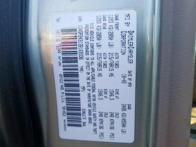 Photo 9 VIN: 1D4GP24313B169336 - DODGE GRAND CARA 