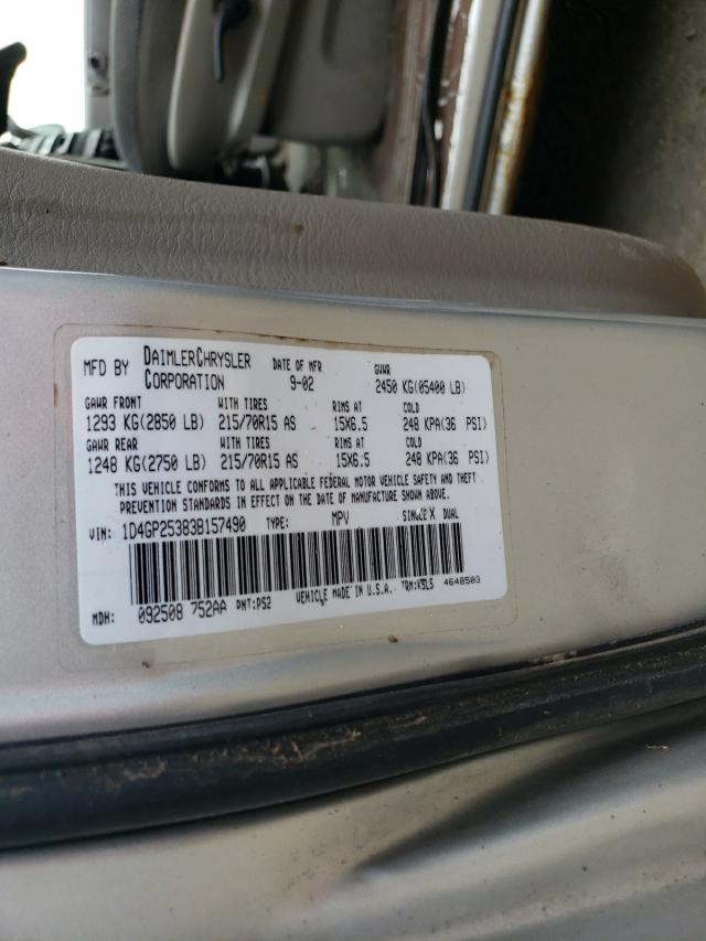 Photo 9 VIN: 1D4GP25383B157490 - DODGE CARAVAN SE 