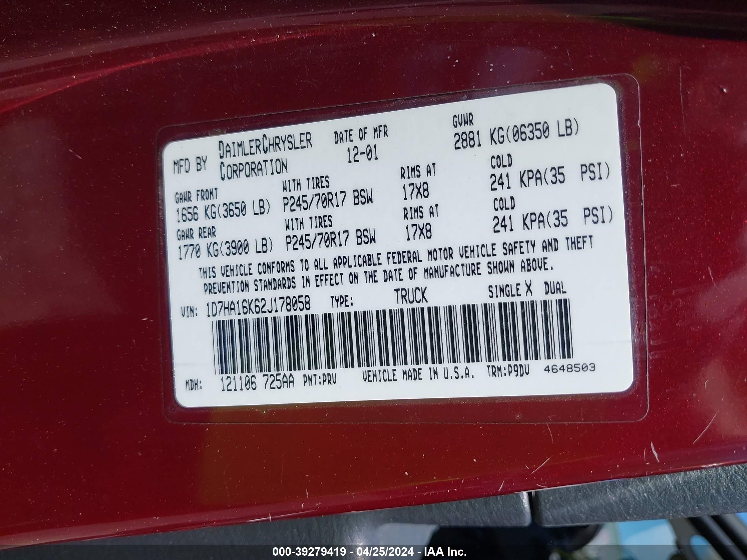 Photo 8 VIN: 1D7HA16K62J178058 - DODGE RAM 