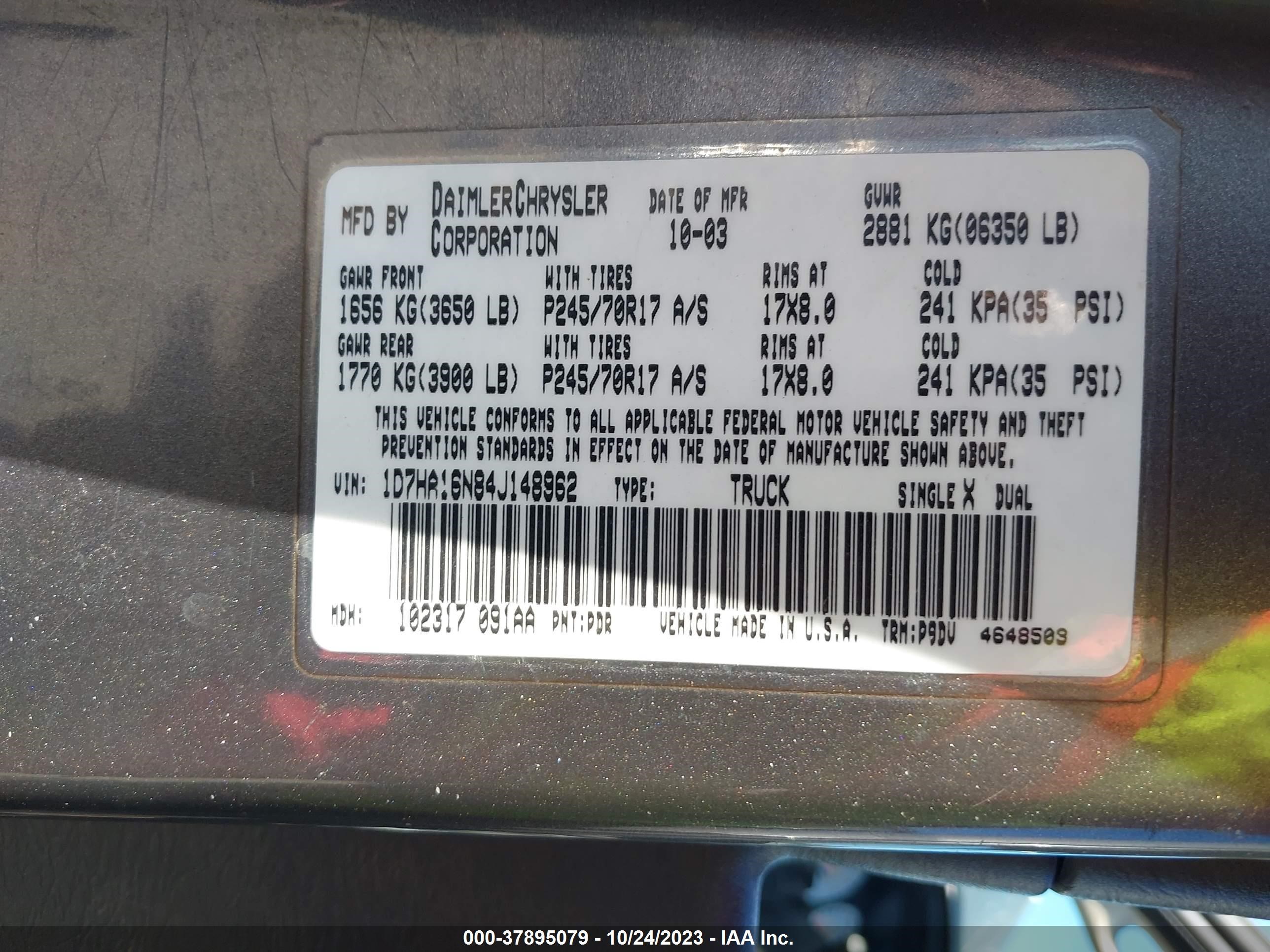 Photo 8 VIN: 1D7HA16N84J148962 - DODGE RAM 