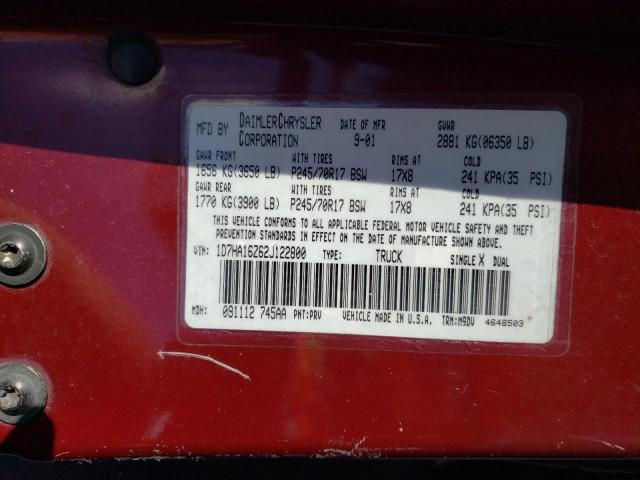 Photo 9 VIN: 1D7HA16Z62J122800 - DODGE RAM 1500 