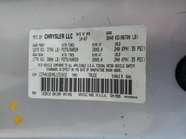 Photo 12 VIN: 1D7HA18248J151012 - DODGE RAM 1500 S 