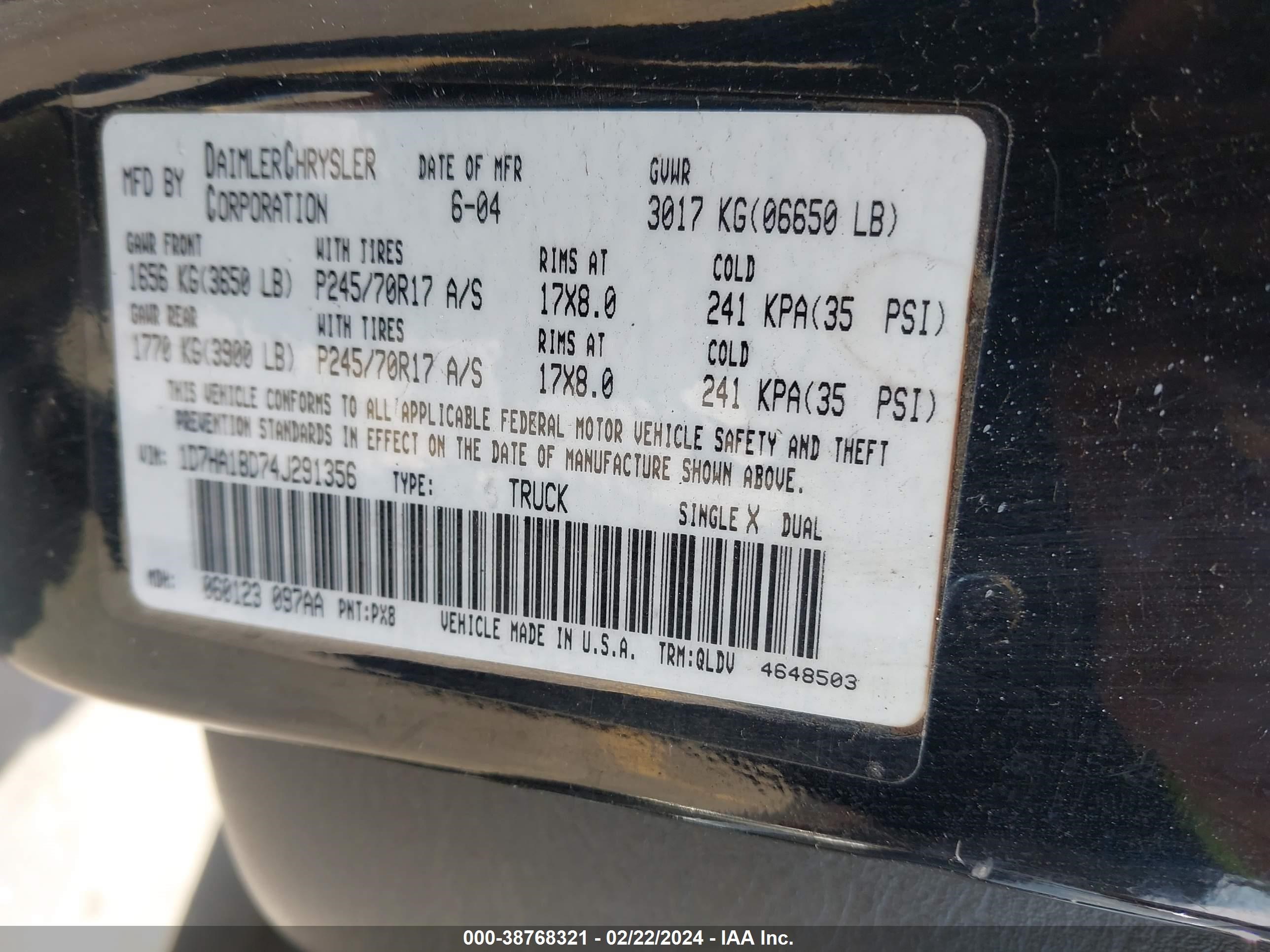 Photo 8 VIN: 1D7HA18D74J291356 - DODGE RAM 