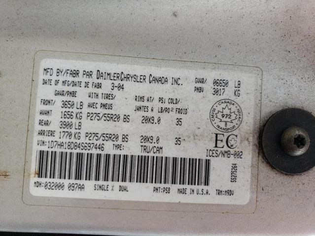 Photo 11 VIN: 1D7HA18D84S697446 - DODGE RAM 1500 S 