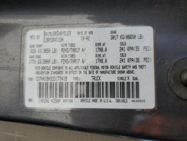 Photo 11 VIN: 1D7HA18N33S173418 - DODGE RAM 1500 S 