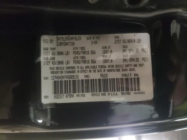 Photo 9 VIN: 1D7HG42N74S689131 - DODGE DAKOTA SLT 