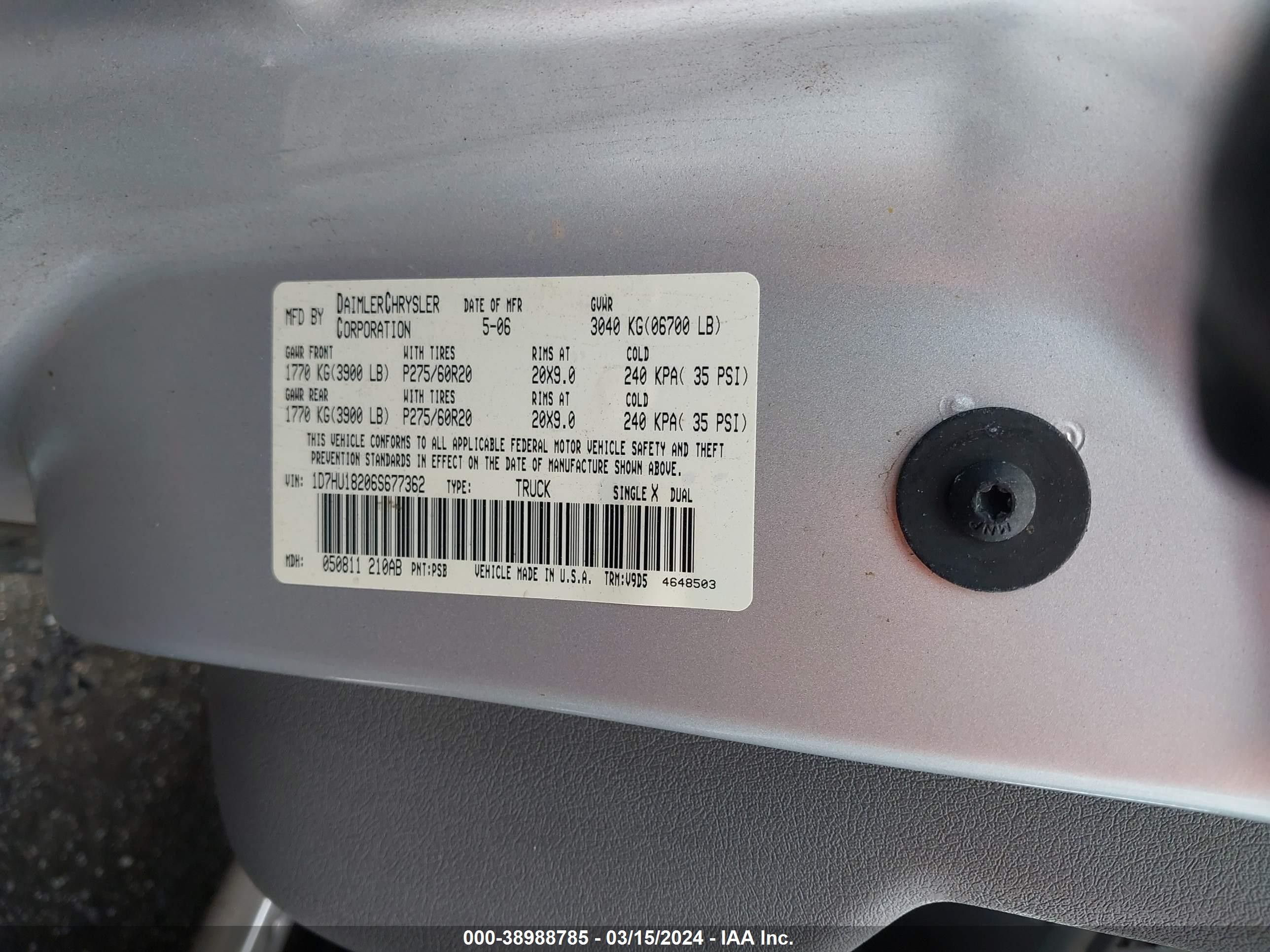 Photo 8 VIN: 1D7HU18206S677362 - DODGE RAM 