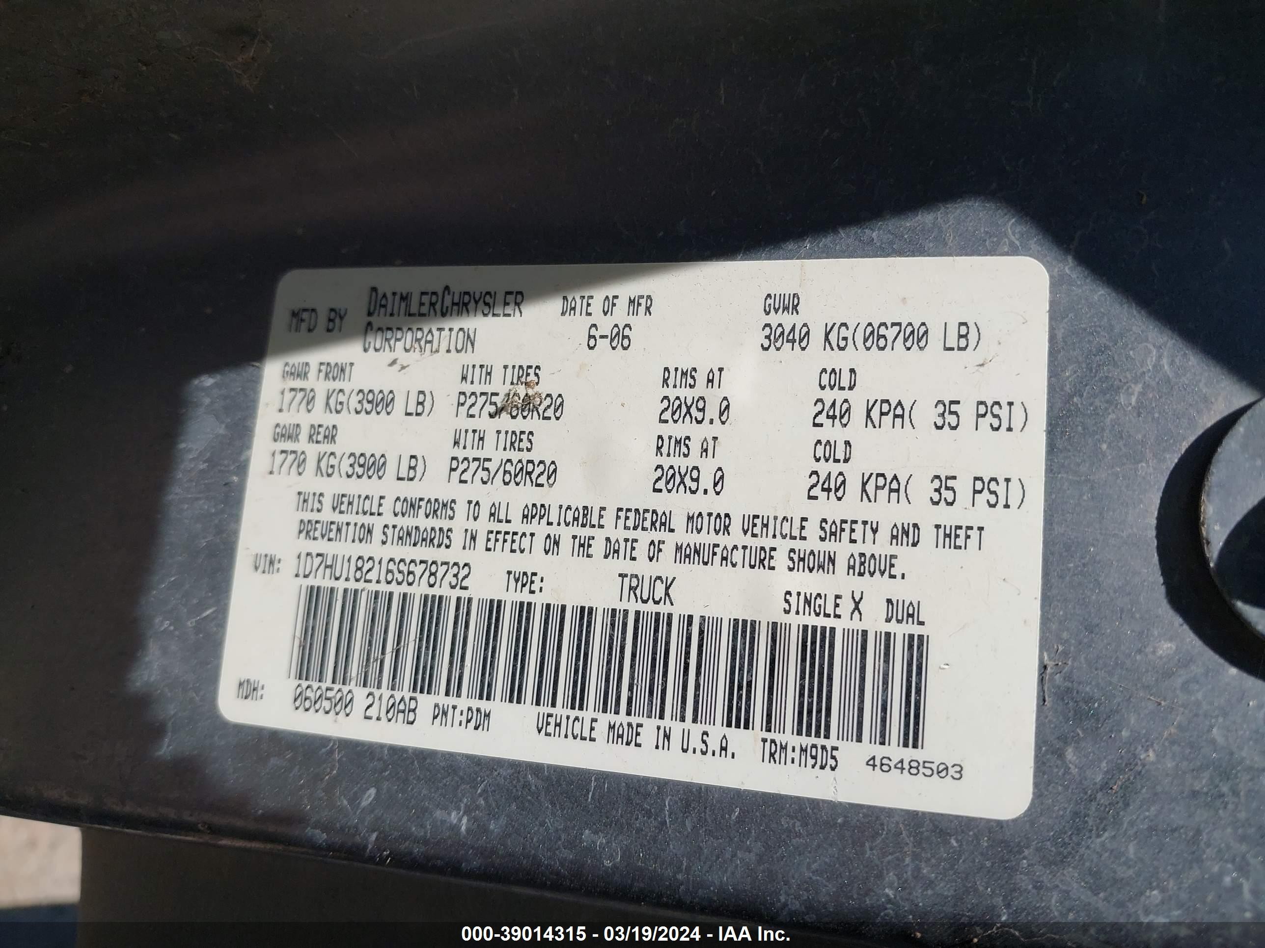 Photo 8 VIN: 1D7HU18216S678732 - DODGE RAM 