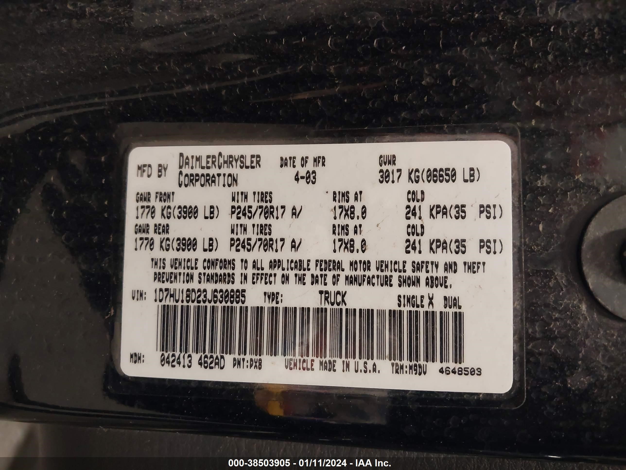 Photo 8 VIN: 1D7HU18D23J630885 - DODGE RAM 