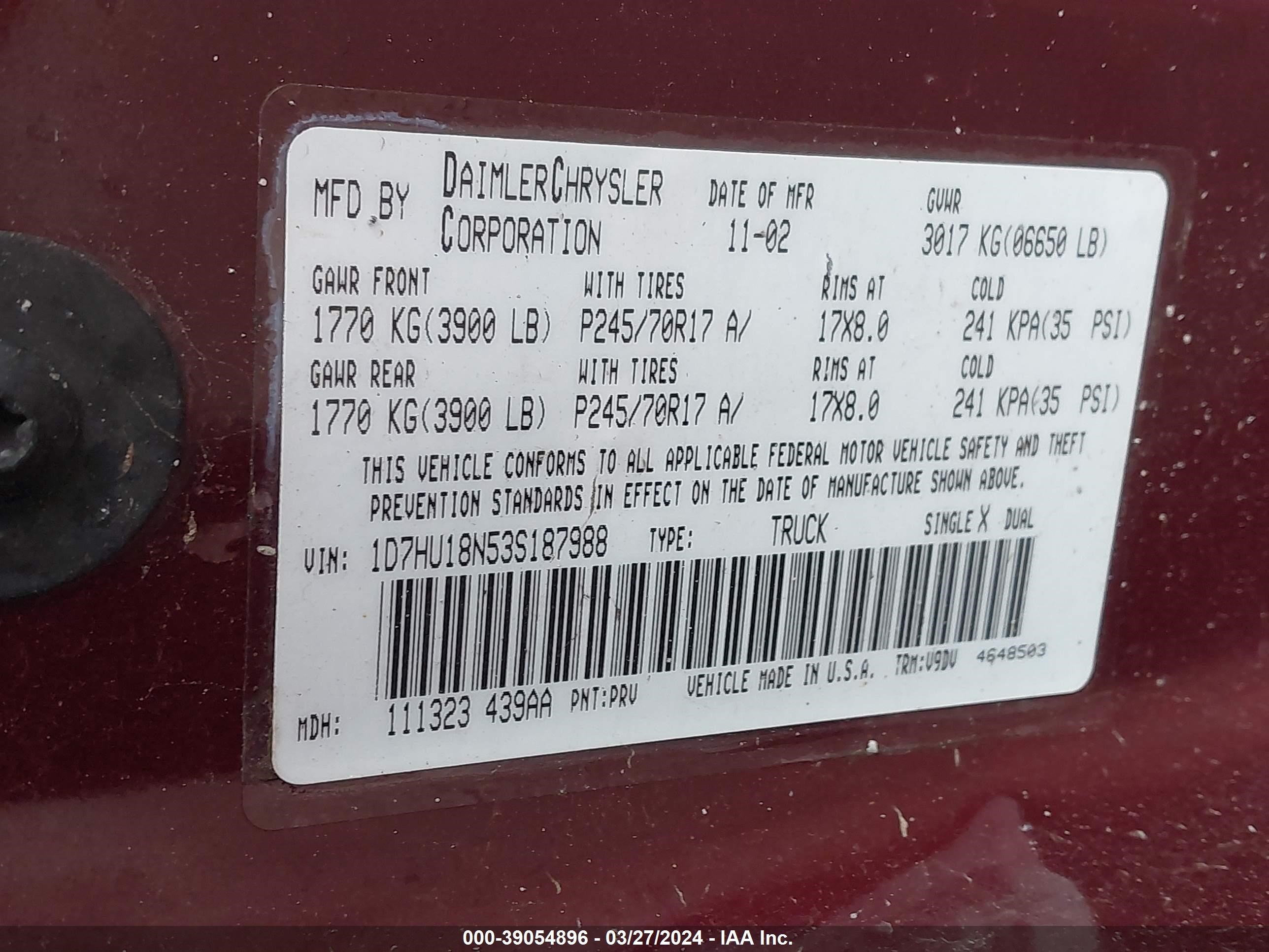 Photo 8 VIN: 1D7HU18N53S187988 - DODGE RAM 