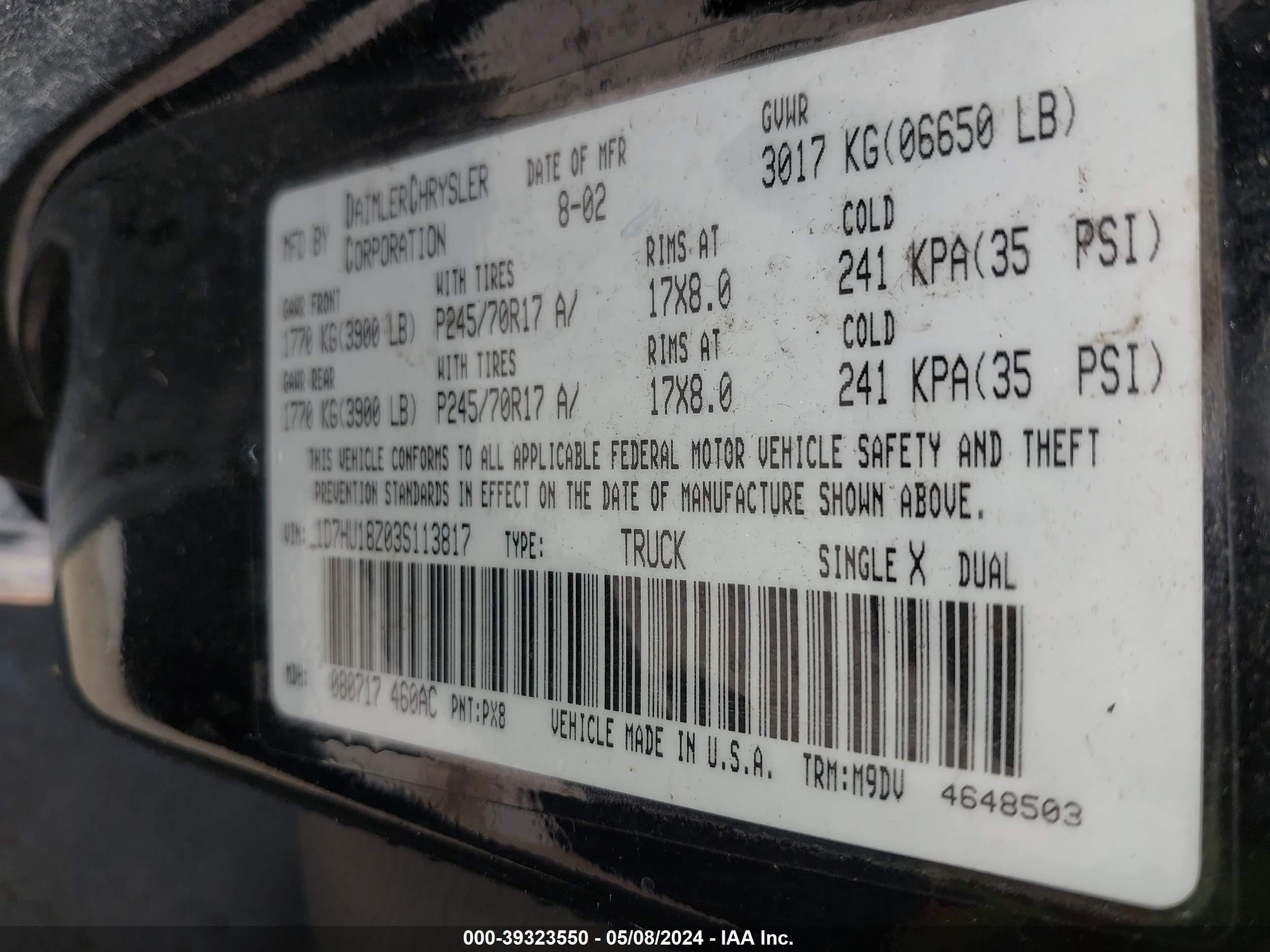 Photo 8 VIN: 1D7HU18Z03S113817 - DODGE RAM 