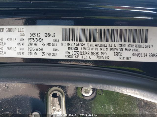 Photo 8 VIN: 1D7RB1CT2AS118236 - DODGE RAM 1500 