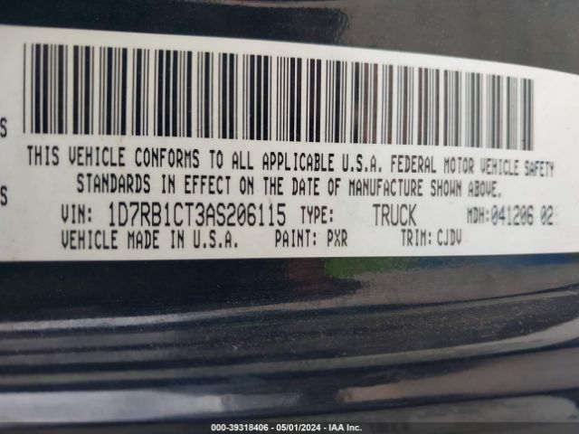 Photo 8 VIN: 1D7RB1CT3AS206115 - DODGE RAM 1500 