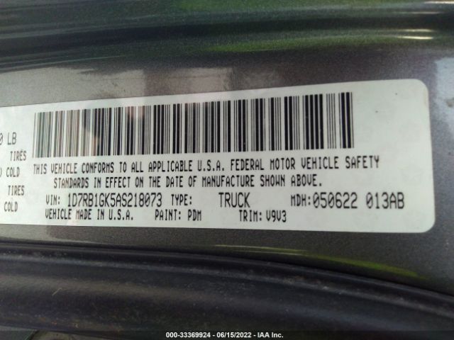 Photo 8 VIN: 1D7RB1GK5AS218073 - DODGE RAM 1500 