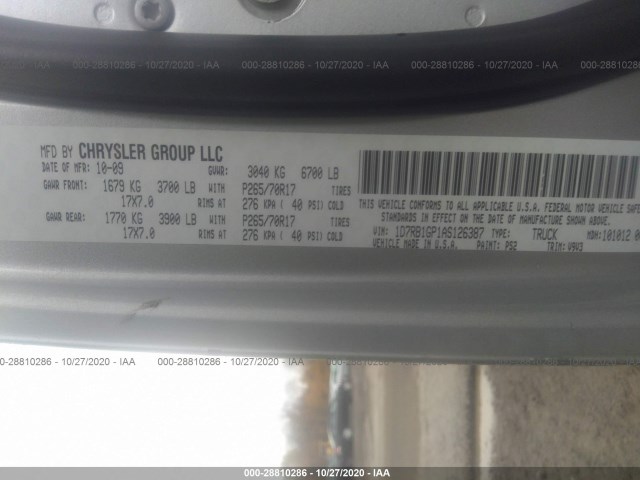 Photo 8 VIN: 1D7RB1GP1AS126387 - DODGE RAM 1500 