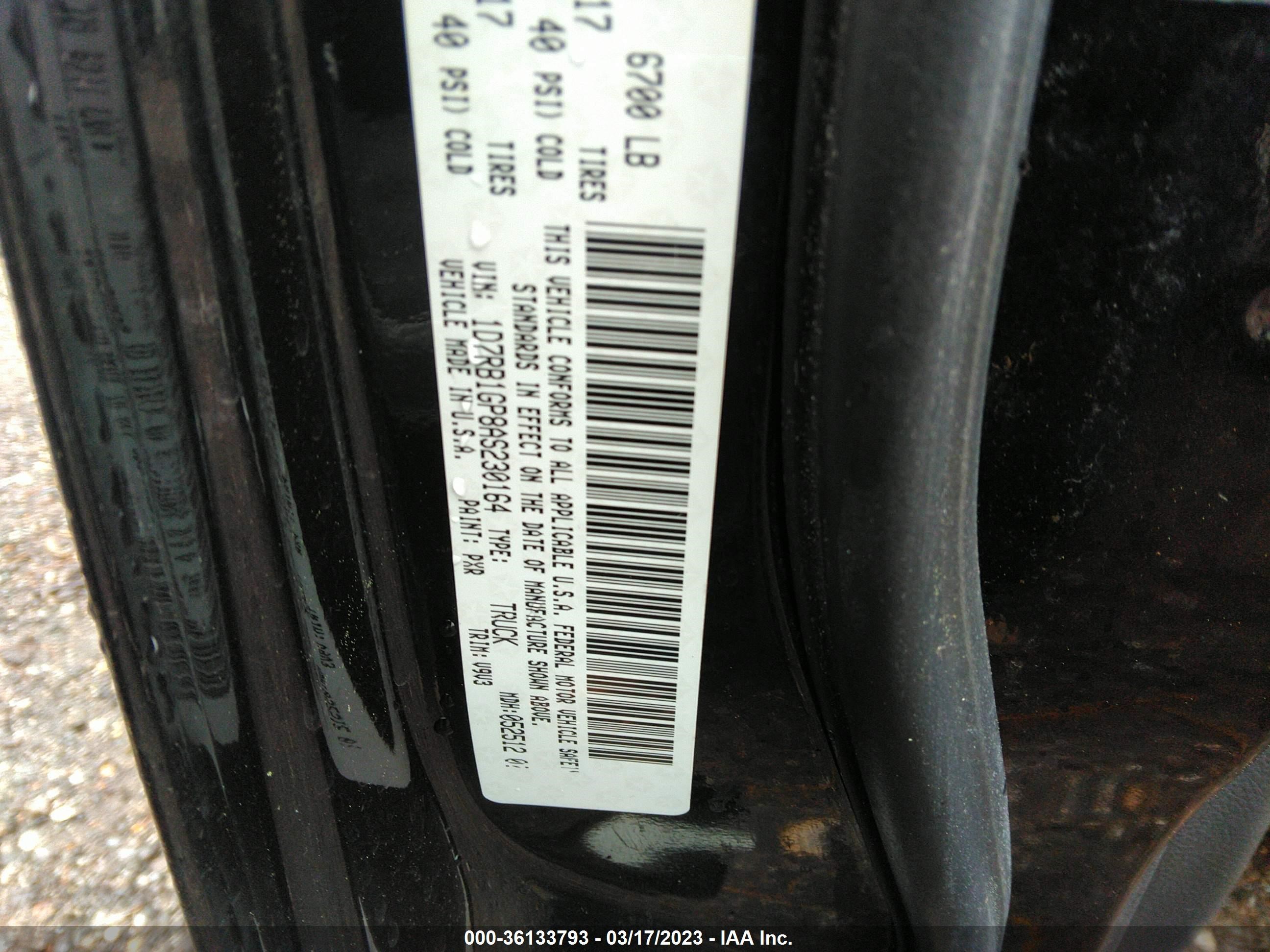 Photo 8 VIN: 1D7RB1GP8AS230164 - DODGE RAM 