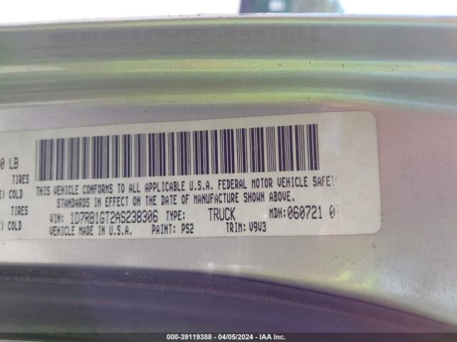 Photo 8 VIN: 1D7RB1GT2AS238306 - DODGE RAM 1500 