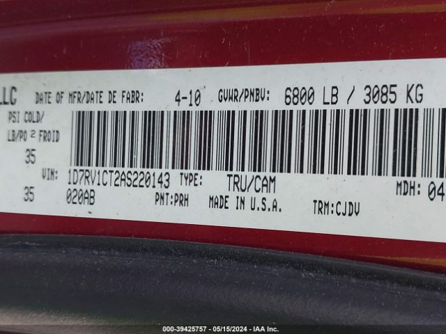 Photo 8 VIN: 1D7RV1CT2AS220143 - DODGE RAM 1500 