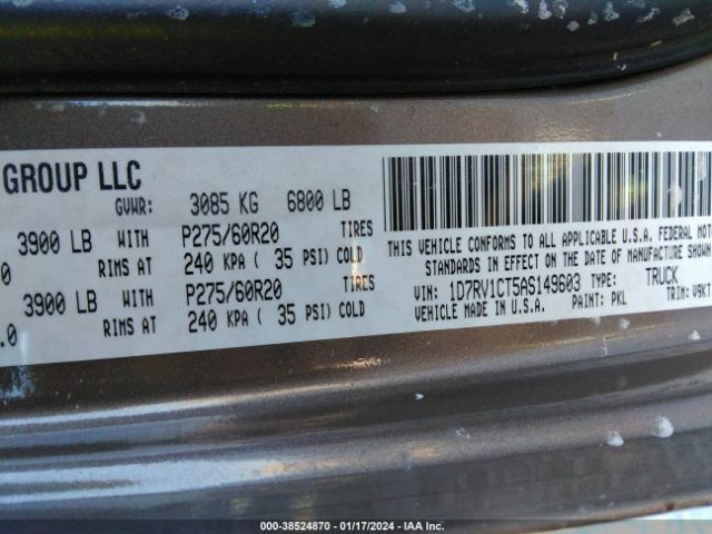 Photo 8 VIN: 1D7RV1CT5AS149603 - DODGE RAM 1500 