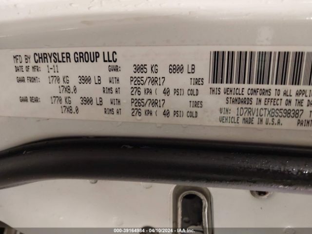 Photo 8 VIN: 1D7RV1CTXBS598387 - DODGE RAM 1500 