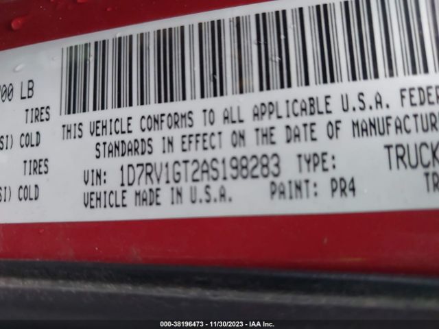 Photo 8 VIN: 1D7RV1GT2AS198283 - DODGE RAM 1500 